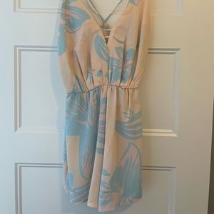 Pink/aqua floral romper